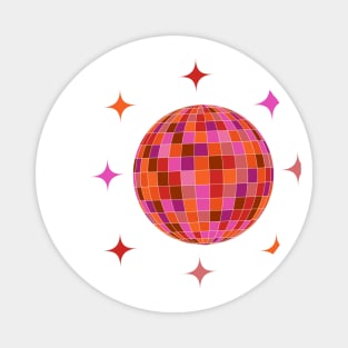 Groovy Disco Ball in pink and orange with stars Magnet